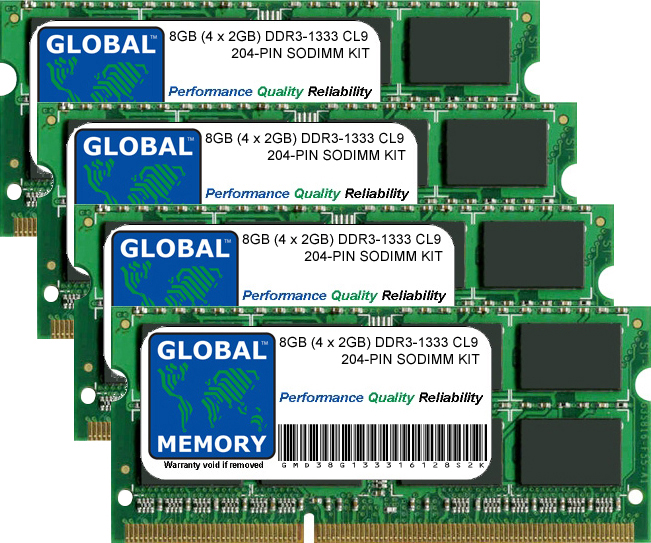 8GB (4 x 2GB) DDR3 1333MHz PC3-10600 204-PIN SODIMM MEMORY RAM KIT FOR INTEL IMAC (MID 2010 - MID 2011)